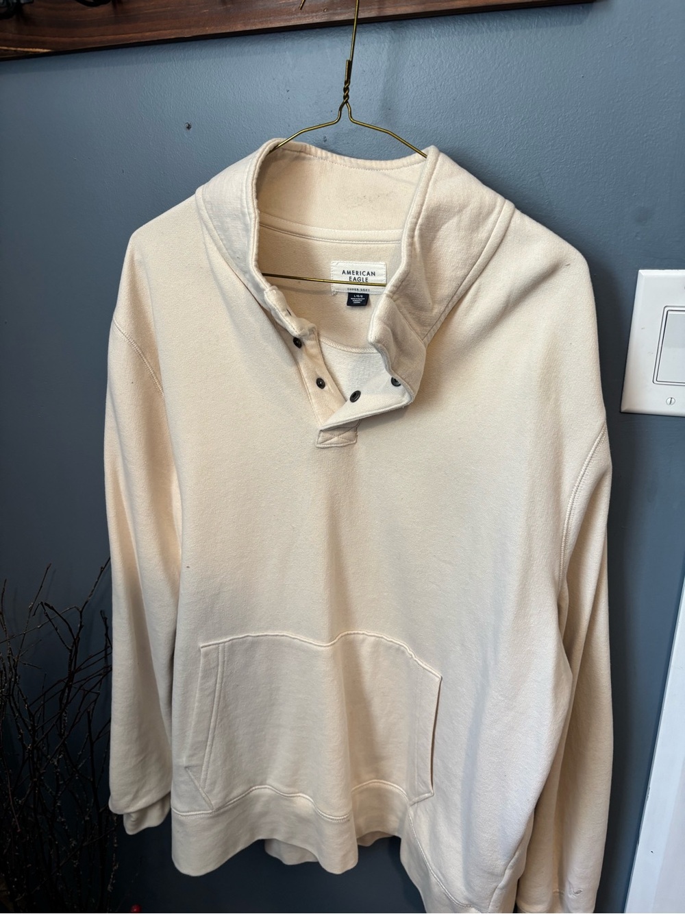 American Eagle Cream Snap-Front Sweater